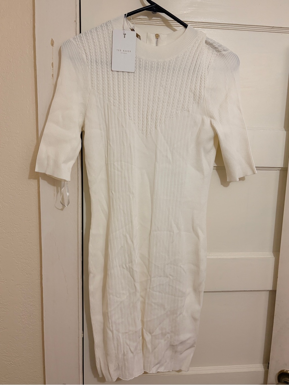 Ted Baker Cream Ribbed Knit Girls' Dress